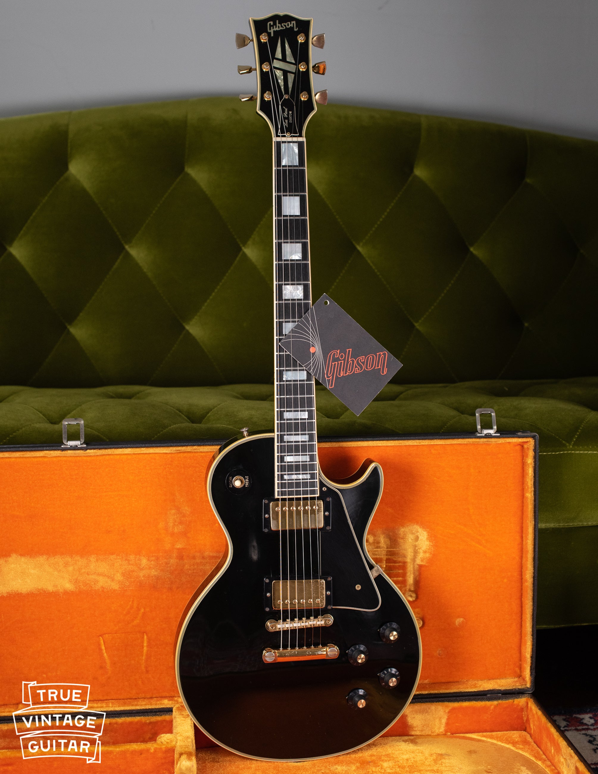 Vintage 1970 Gibson Les Paul Custom black electric guitar