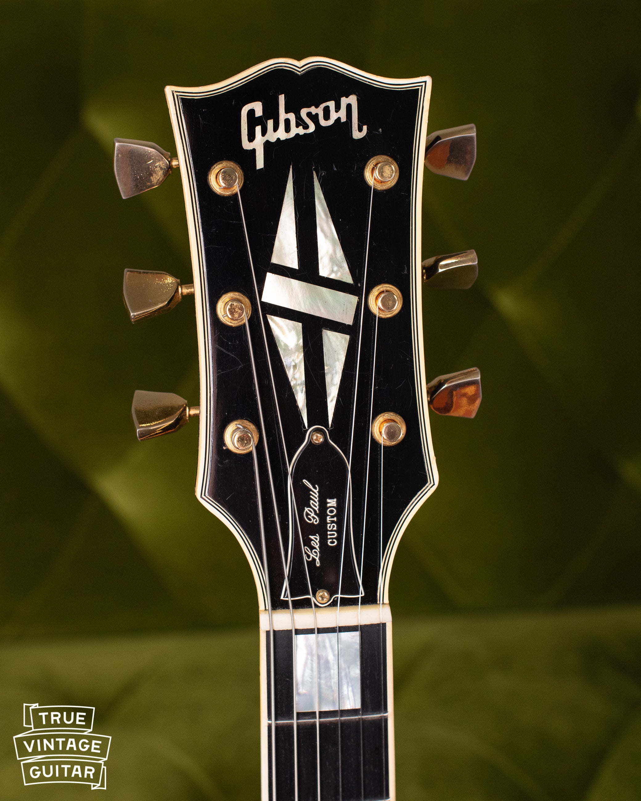 Gibson Les Paul Custom headstock, pearl inlay, 1970