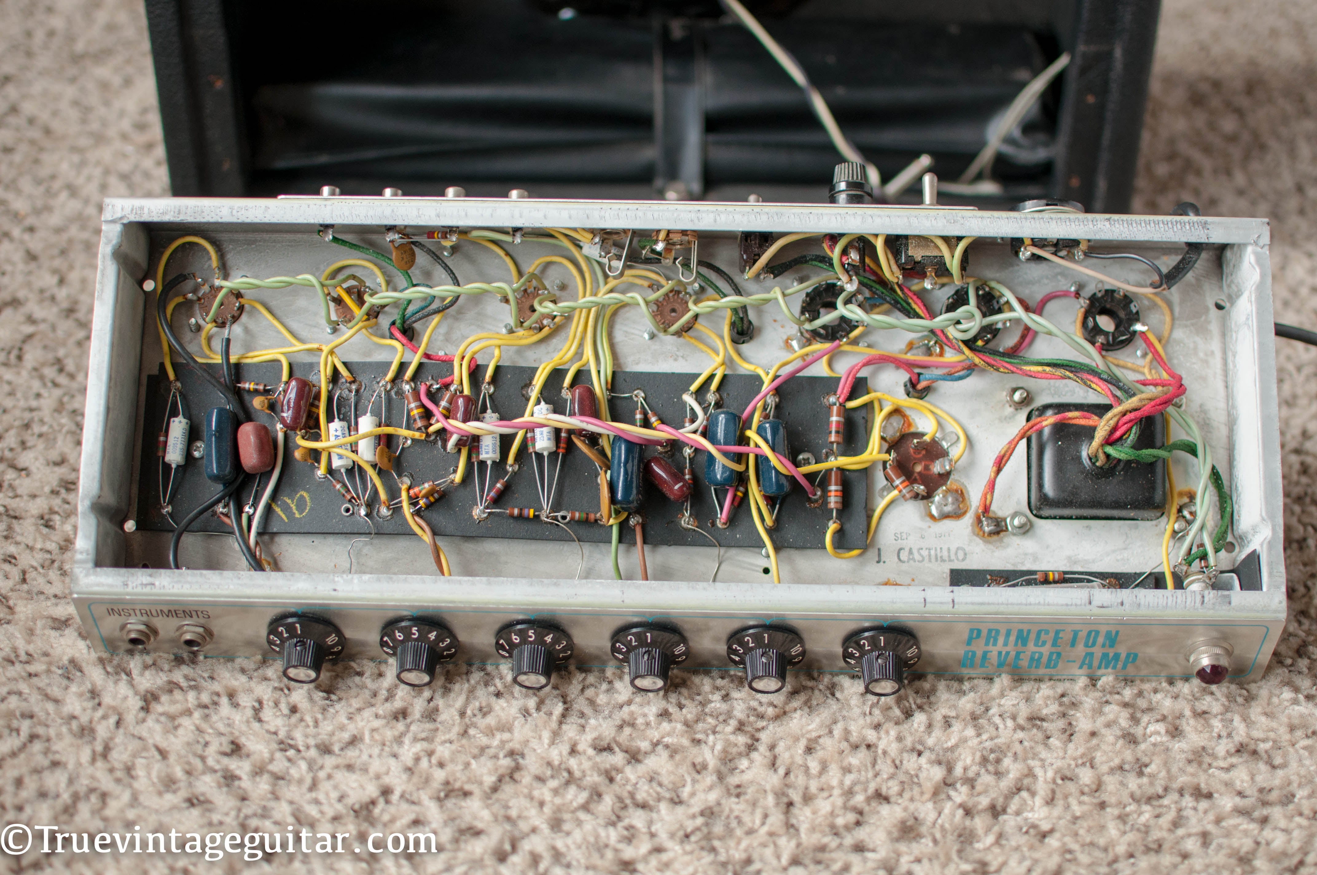 hand wired circuit board, chassis, 1971 Fender Princeton Reverb amp