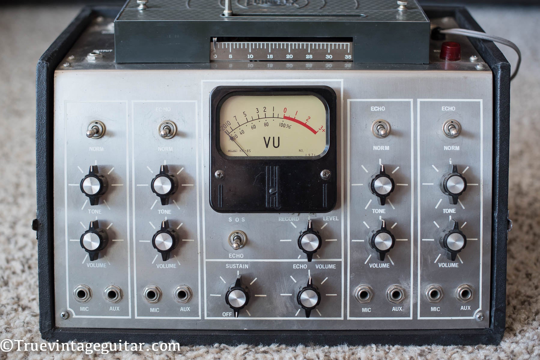 Four channel mixer, VU meter, Echoplex EM-1 Groupmaster