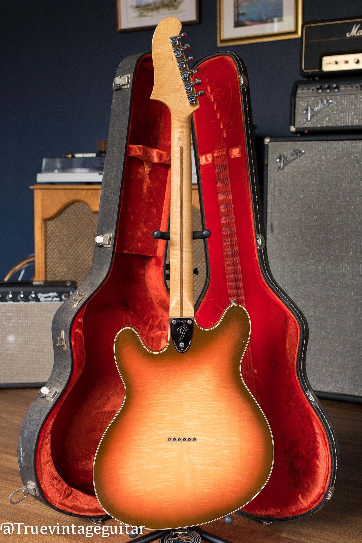 back of Vintage 1974 Fender Starcaster Sunburst