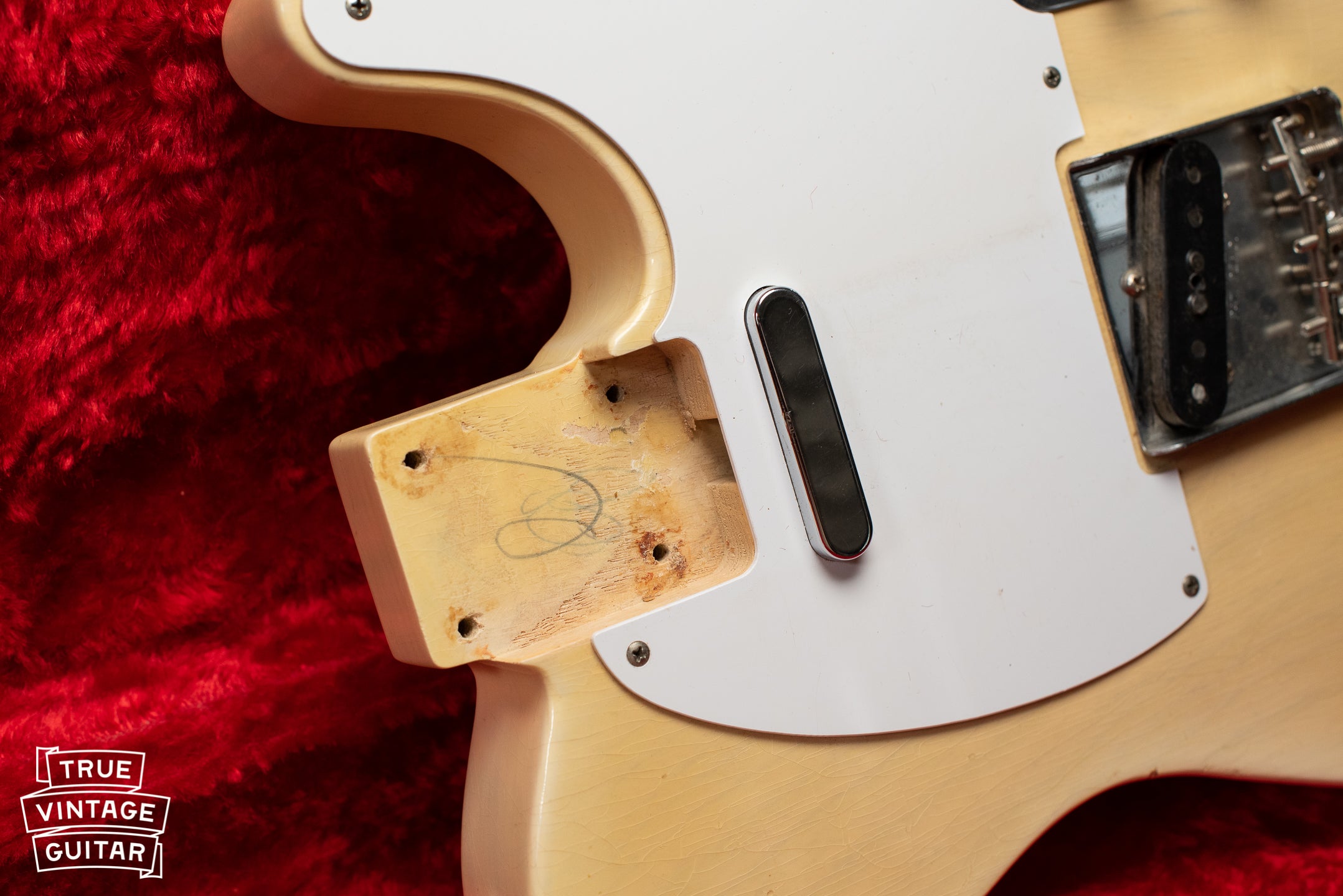 1957 Fender Telecaster Blond neck pocket, pencil marks