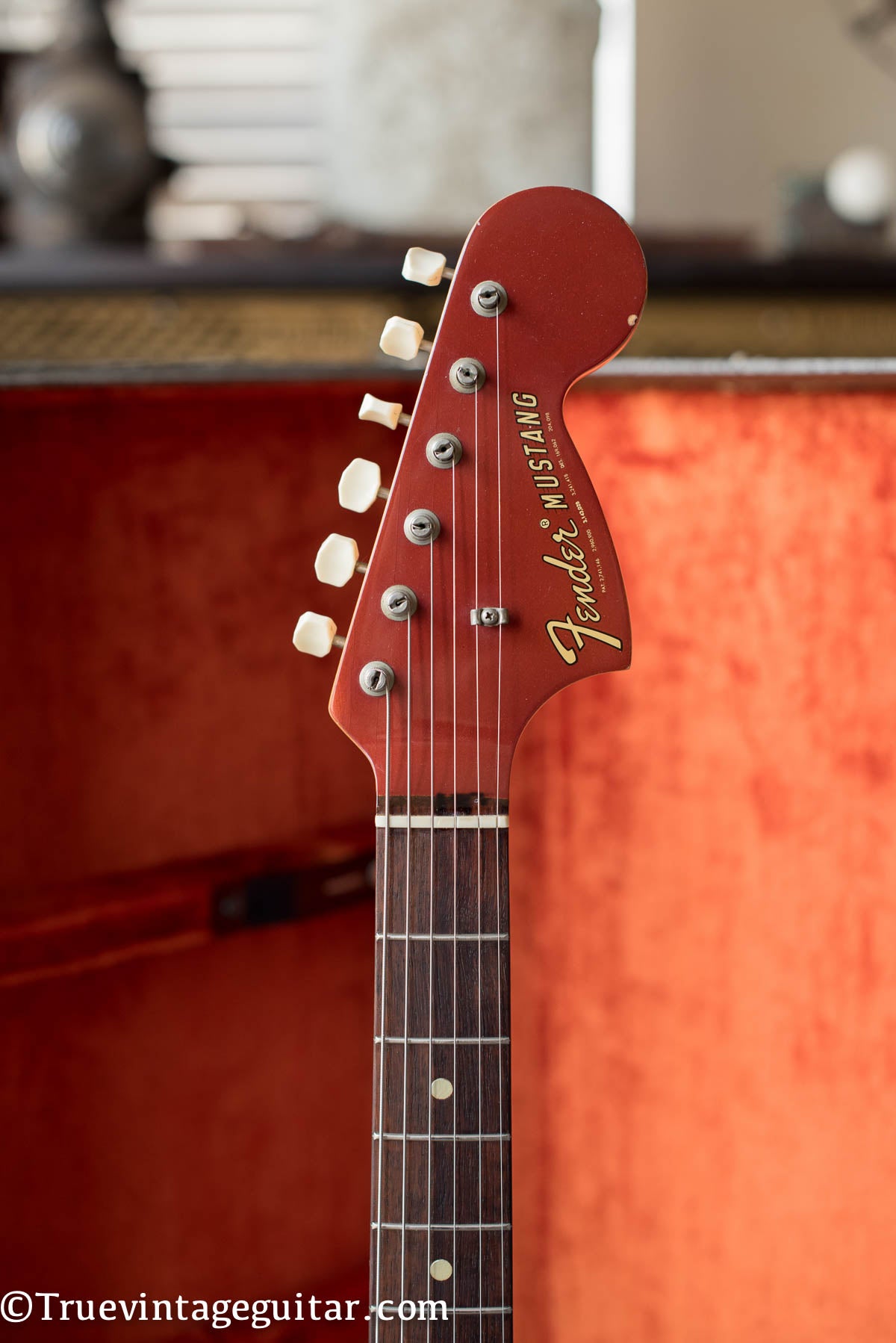 Matching headstock, Vintage Fender Mustang guitar