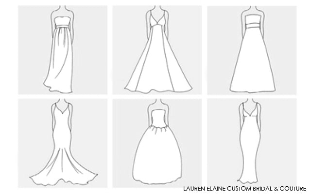 Design your own wedding gown silhouette with Lauren Elaine custom design services.
