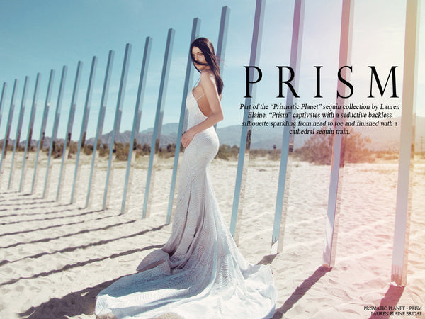 Prism sequin form fit wedding gown by lauren elaine lookbook