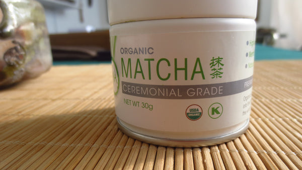 Photo of container of ceremonial matcha powder 