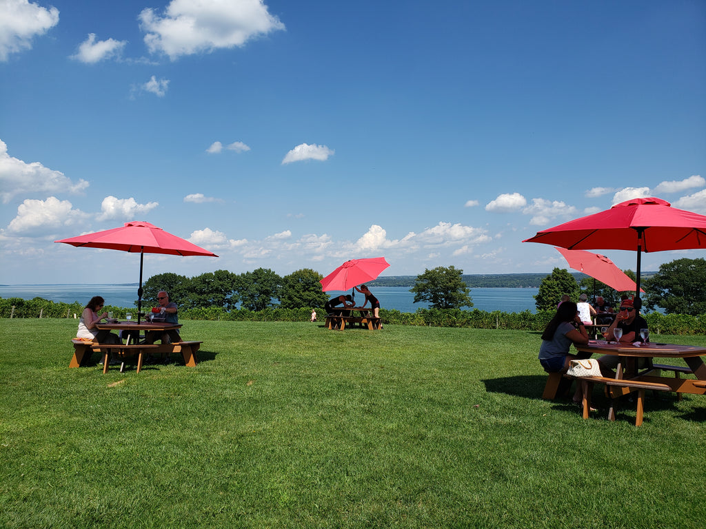 People eating at Thirsty Owl Winery in the Finger Lakes