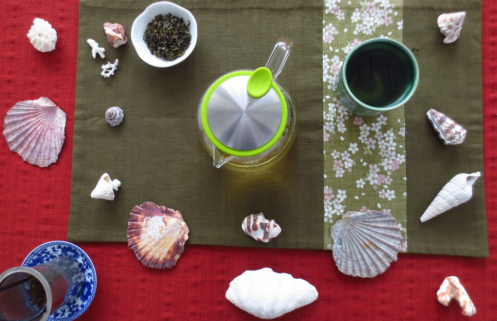Photo of tea and ocean mandala.