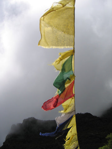 Photo of Buddhist flags in Darjeeling, India 