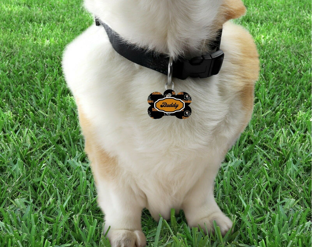 Pittsburgh Steelers Pet Id Tag for Dogs & Cats Personalized w/ Name & Number 