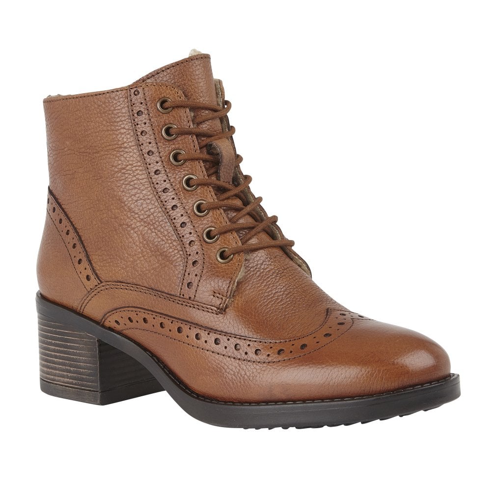 tan leather lace up ankle boots