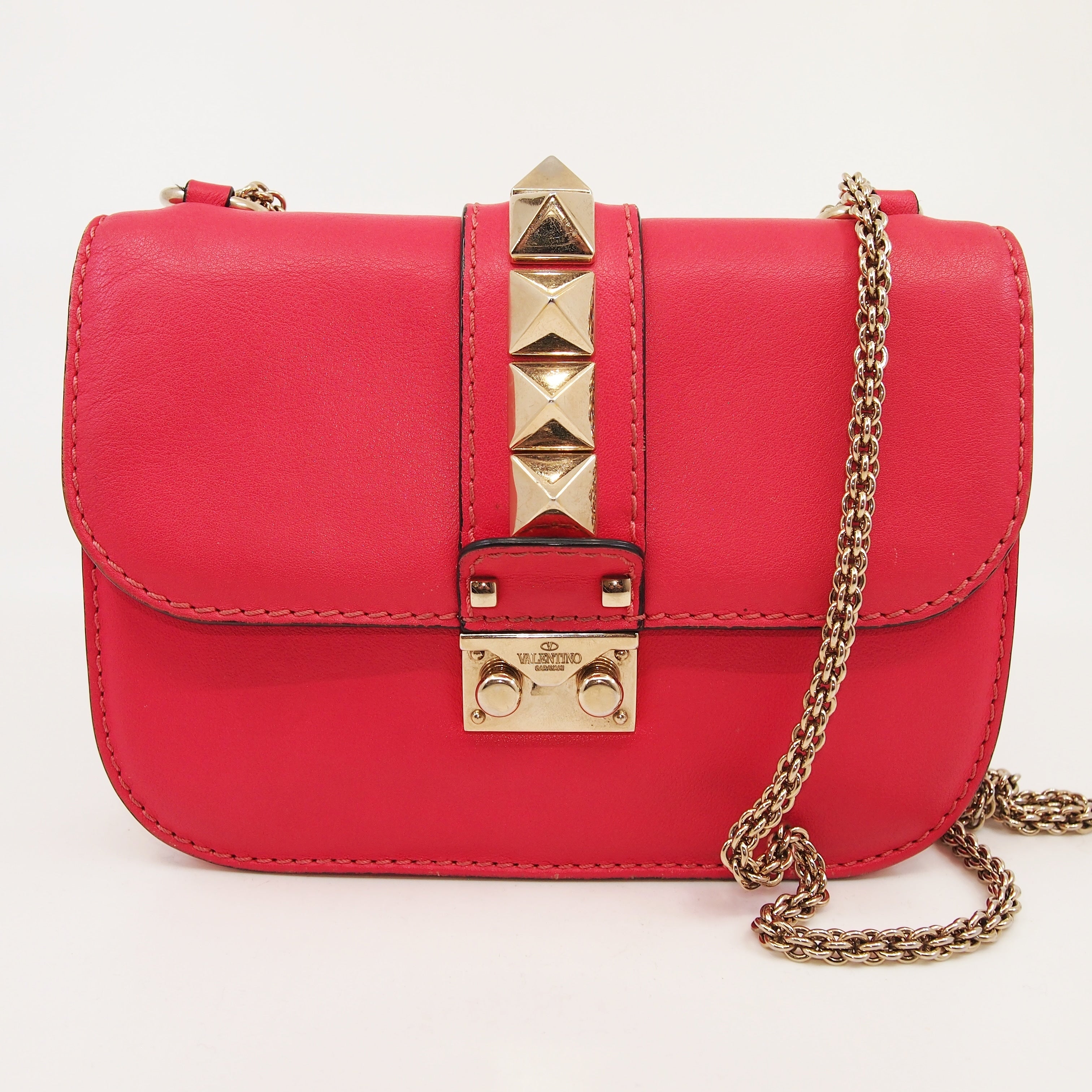 VALENTINO Rockstud Glam Pink Leather Shoulder Bag – eurotrash