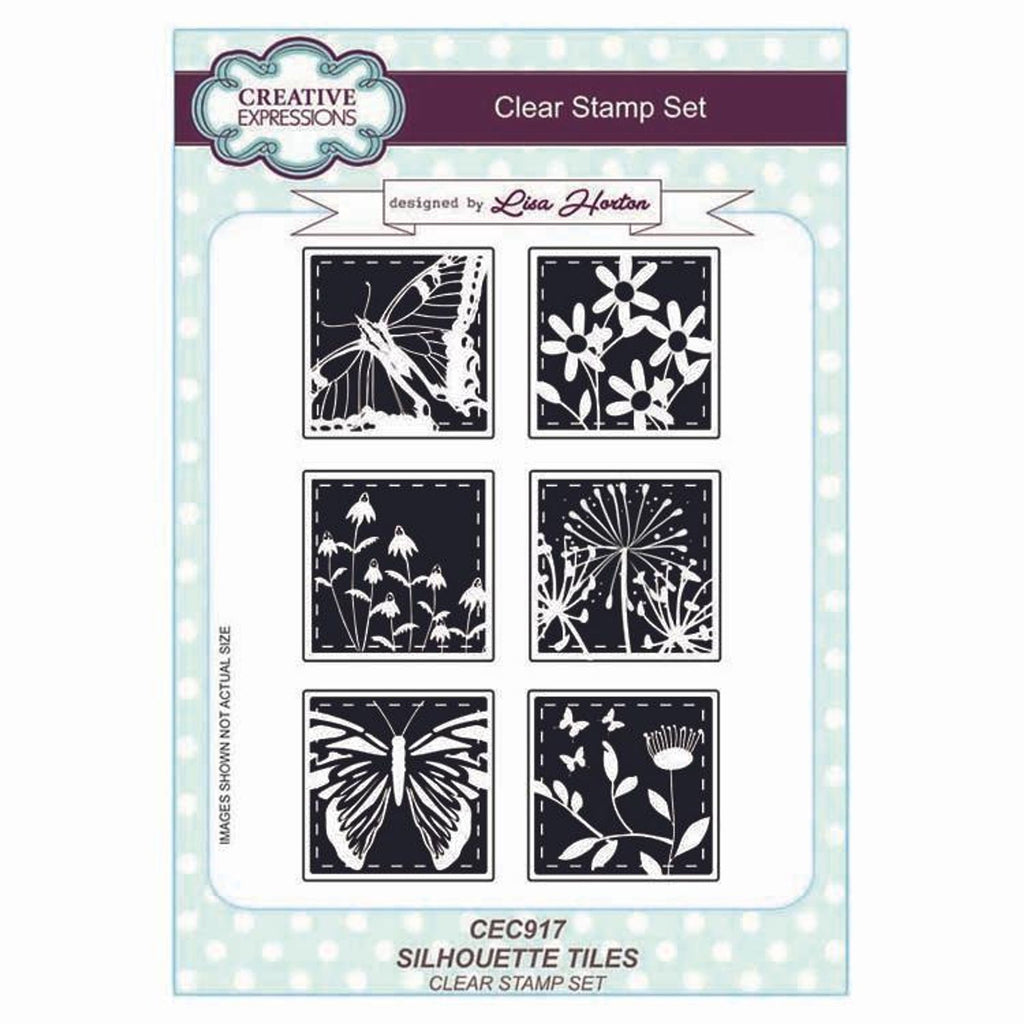 CREATIVE EXPRESSIONS A5 Clear Stamp Set SILHOUETTE TILES CEC917 Lisa Horton 