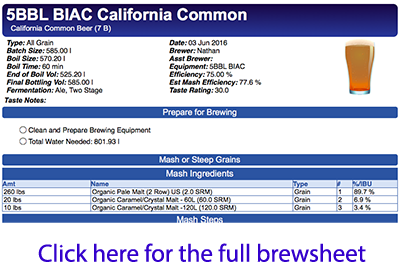 California Common brewsheet