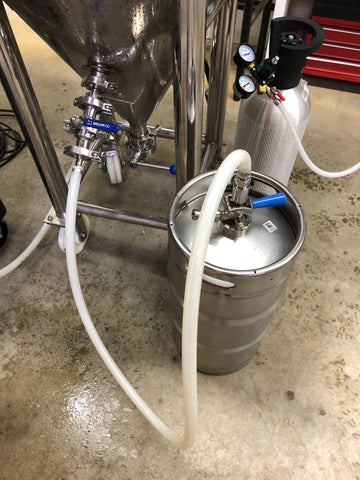 connect racking hose to keg