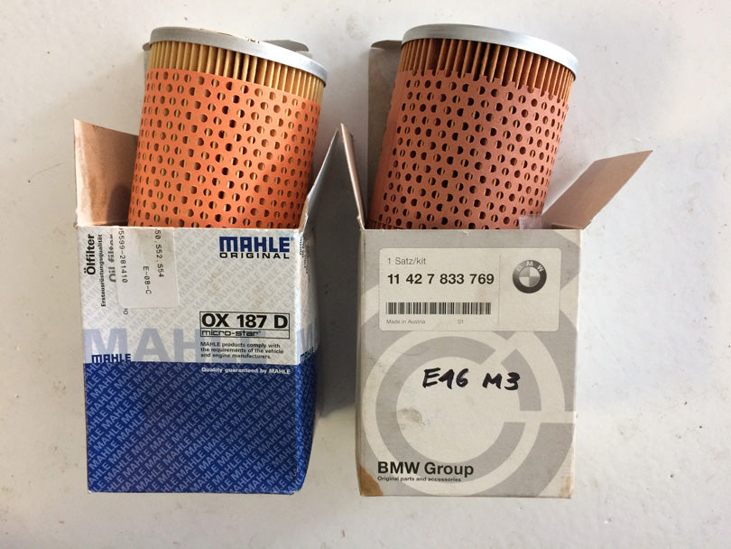Comparison between Mahle and Genuine BMW oil filters.