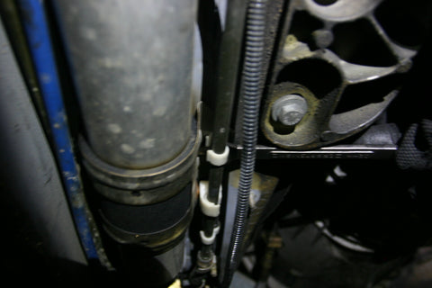 Close-up of fuel filter saddle clamp.