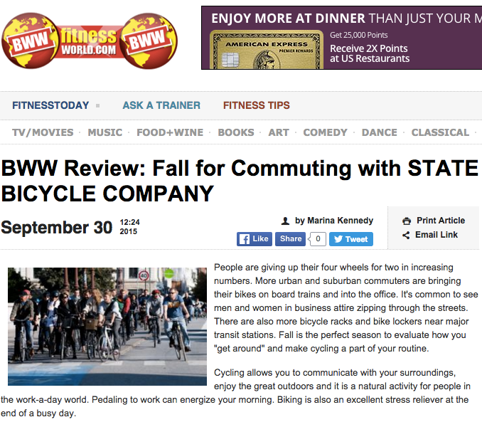Fitness World | BWW Review: Fall for Commuting With State Bicycle Co.