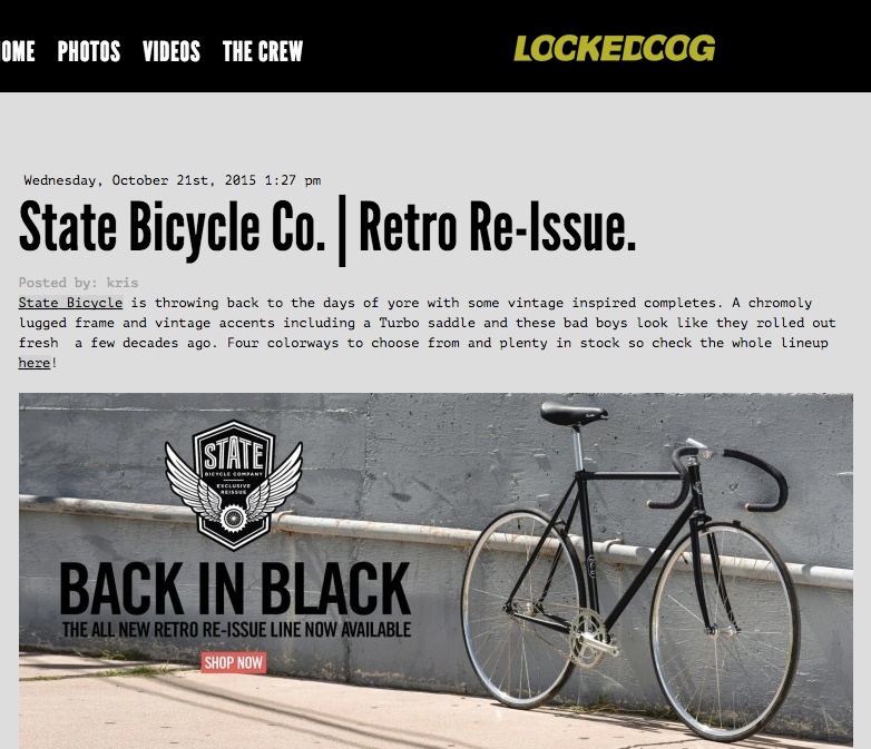 Locked Cog | State Bicycle Co. - Retro Re-issue Series.