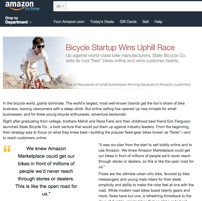 Amazon | Bicycle Startup Wins Uphill Race