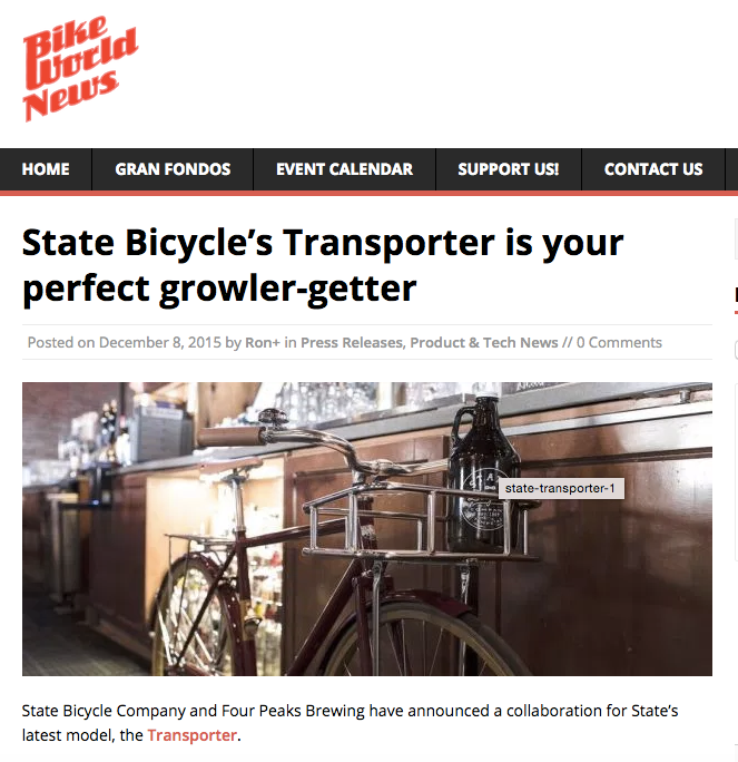 Bike World News | State Bicycle's Transporter is Your Perfect Growler-Getter