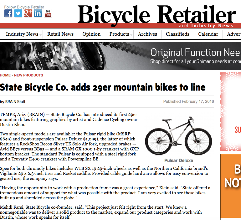 Bicycle Retailer | State Bicycle Co. adds 29er mountain bikes to line