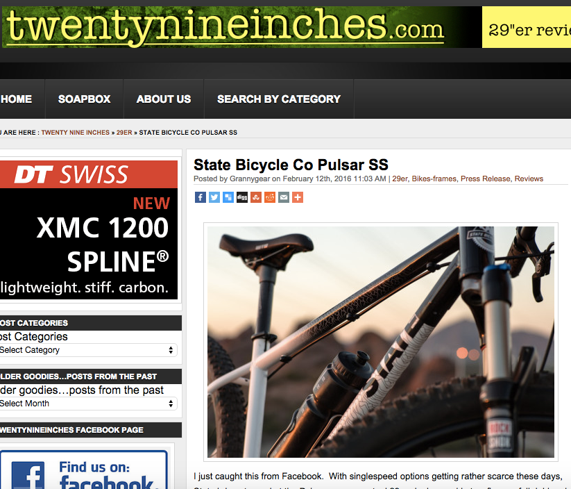 Twenty Nine Inches | State Bicycle Co. Pulsar SS