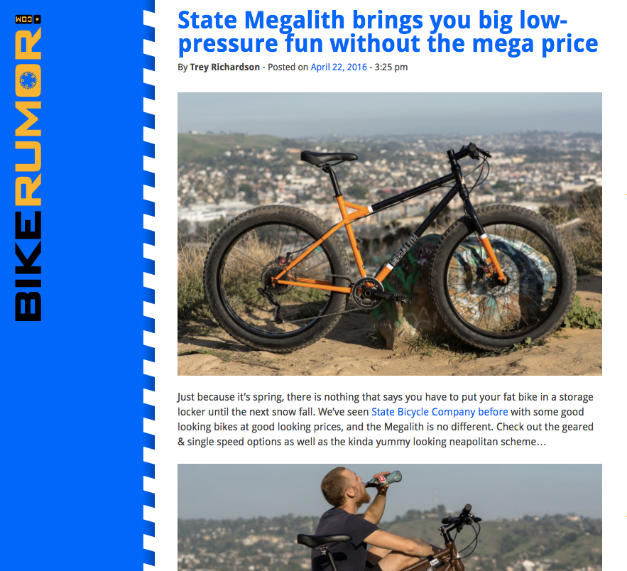 Bike Rumor | State Megalith brings you big low-pressure fun without the mega price