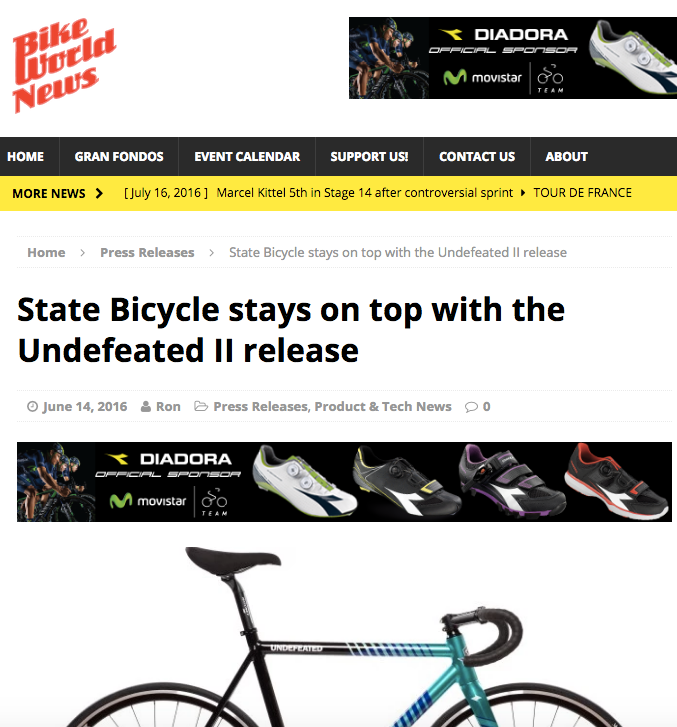 BikeWorldNews | State Bicycle stays on top with the Undefeated II release