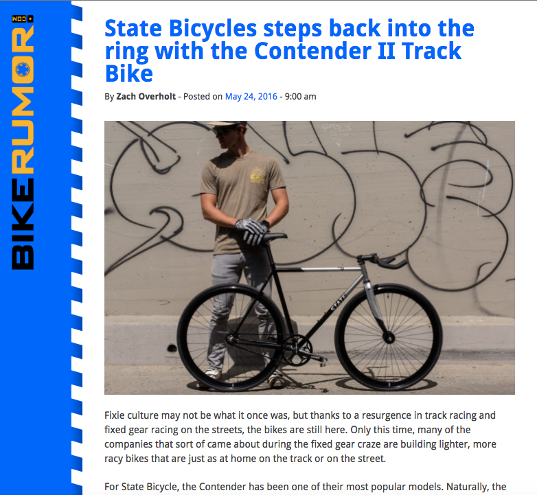 Bike Rumor | State Bicycle steps back into the track with the Contender II