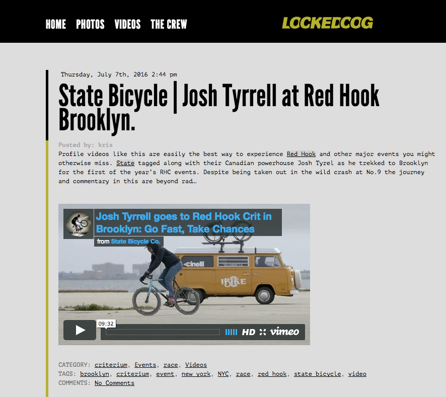 Locked Cog | Josh Tyrell at Red Hook Brooklyn