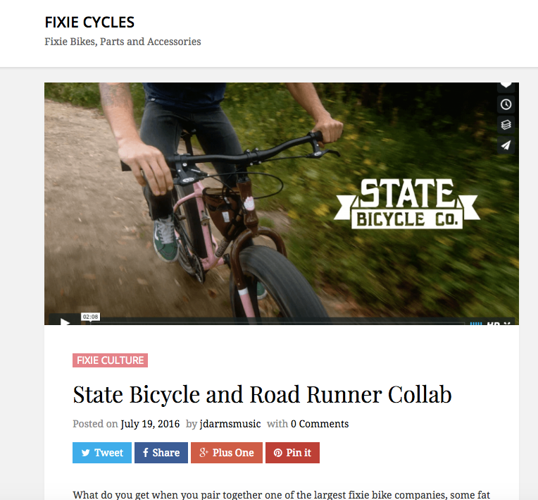 Fixie Cycles | State Bicycle and Road Runner Collab