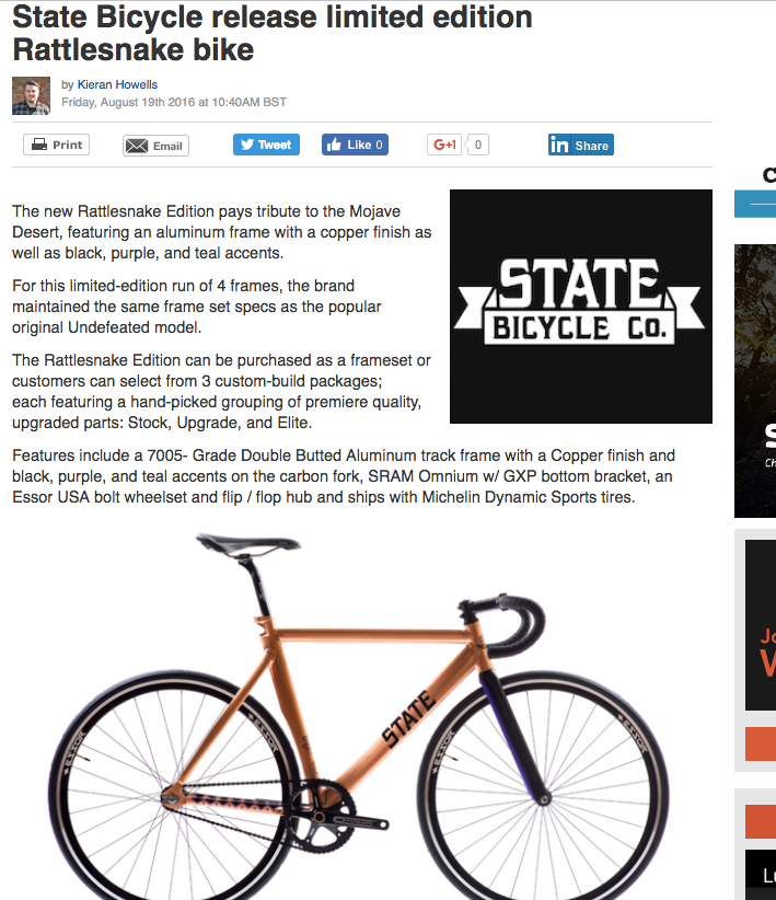 BikeBiz | State Bicycle released limited edition Rattlesnake bike