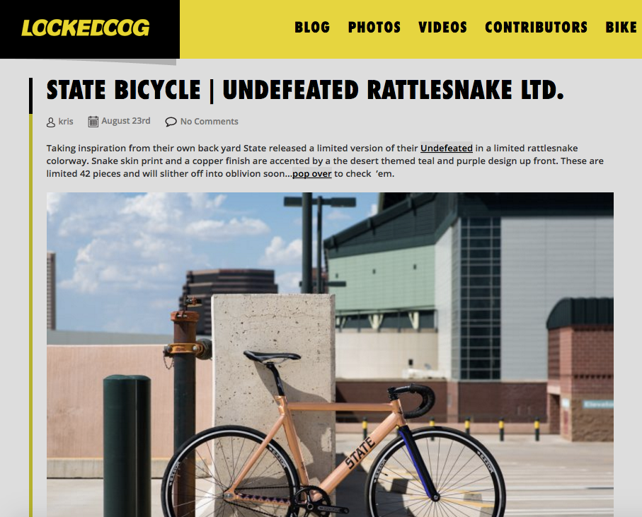 Locked Cog | State Bicycle - Undefeated Rattlesnake ltd.