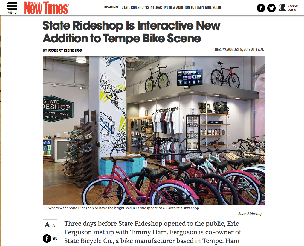 Phoenix New Times | State Rideshop Is Interactive New Addition to Tempe Bike Scene