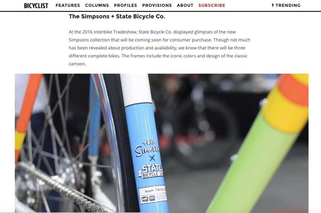 Socal Bicyclist | Woo Hoo! Preview the State Bicycle Co. & The Simpsons Collab