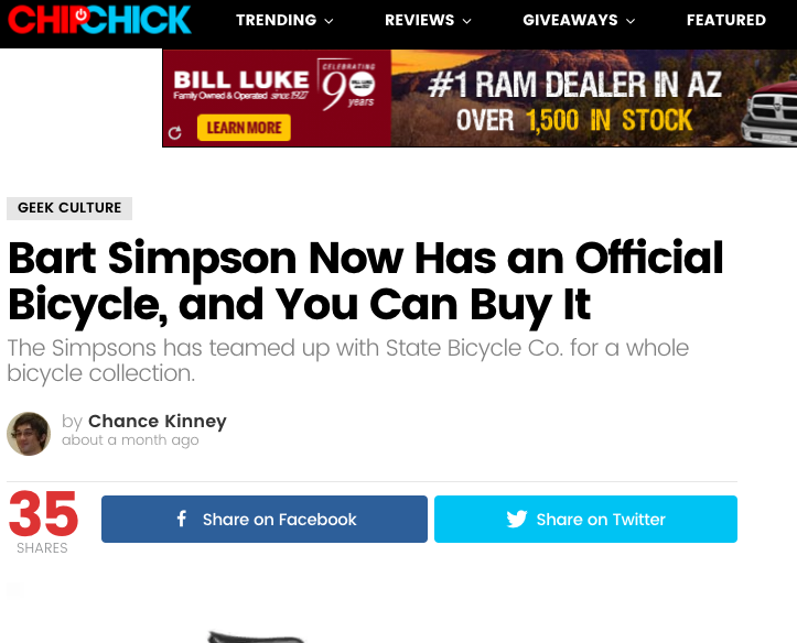 Chip Chick | Bart Simpson Now Has an Official Bicycle, and You Can Buy It