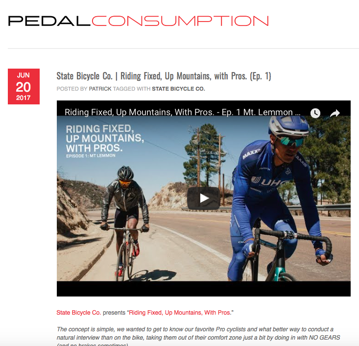 Pedal Consumption | State Bicycle Co. - Riding Fixed Up Mountains with Pro's