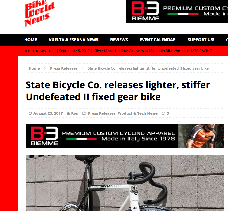 Bike World News | SBC releases lighter, stiffer Undefeated II Fixed Gear Bikesr