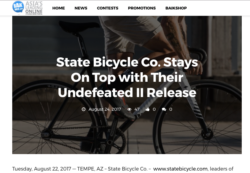 BaikBike.com | State Bicycle Co. Stays on Top With Their Undefeated II Release