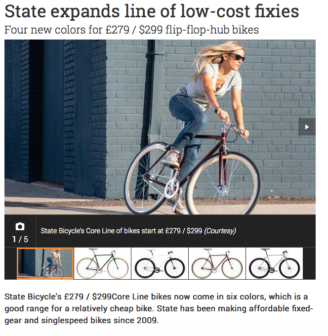 Bike Radar | State expands line of low-cost fixies