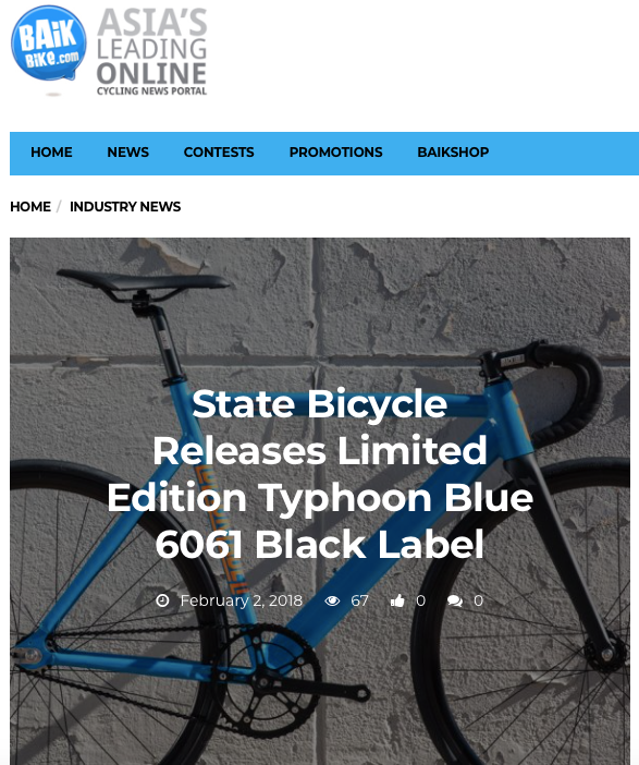 BaikBike | State Bicycle Releases Limited Edition Typhoon Blue 6061 Black Label