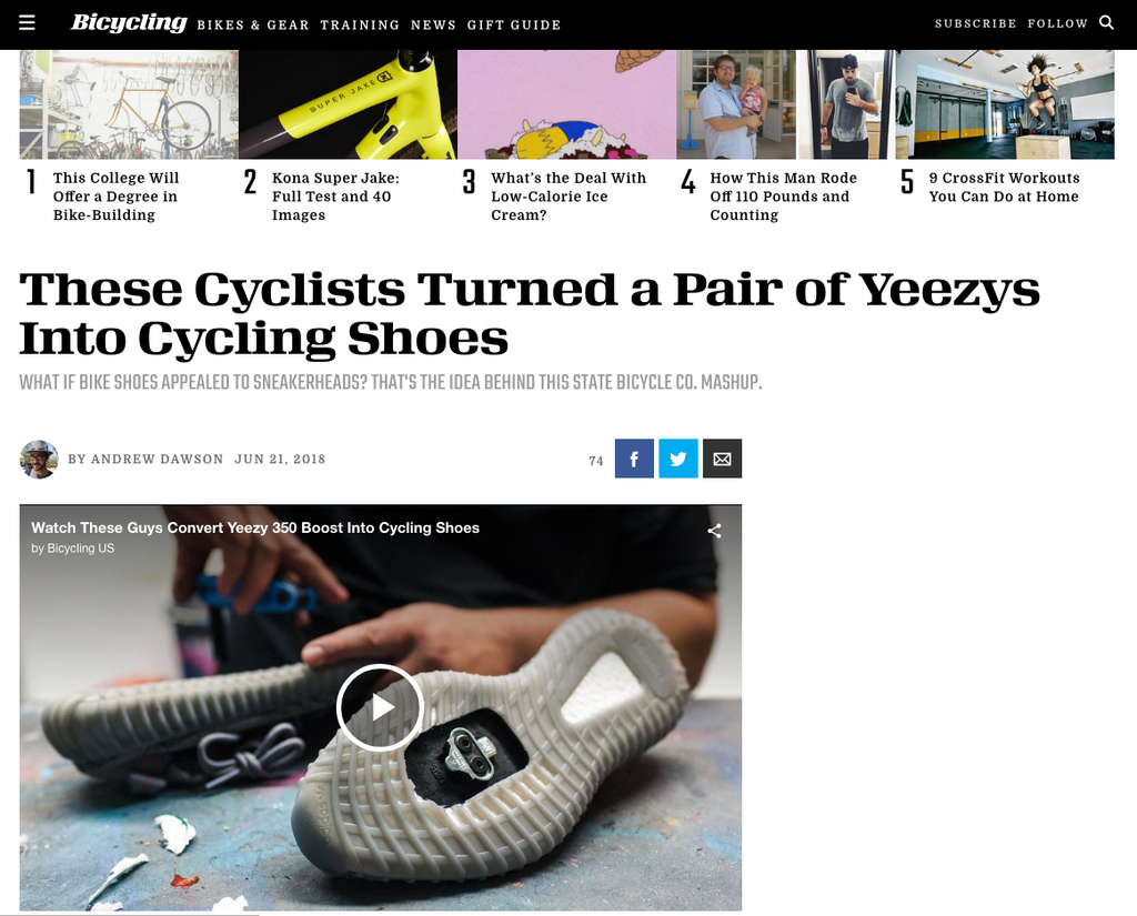 Bicycling Magazine | These Cyclists Turned a Pair of Yeezys Into Cycling Shoes