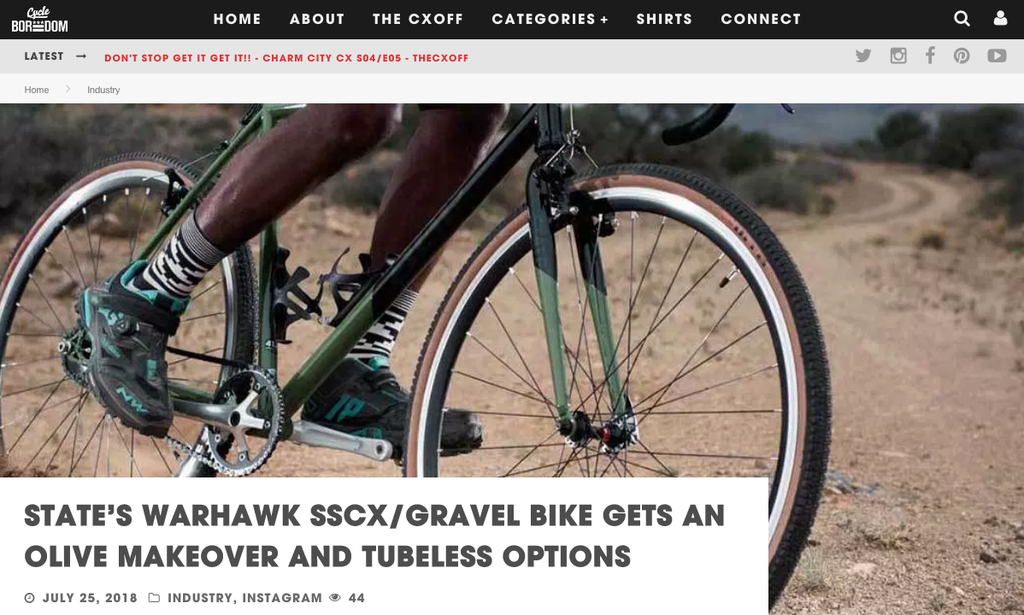 Cycle Boredom | State's Warhawk SSCX/Gravel Bikes Gets an Olive Makeover and Tubeless Option