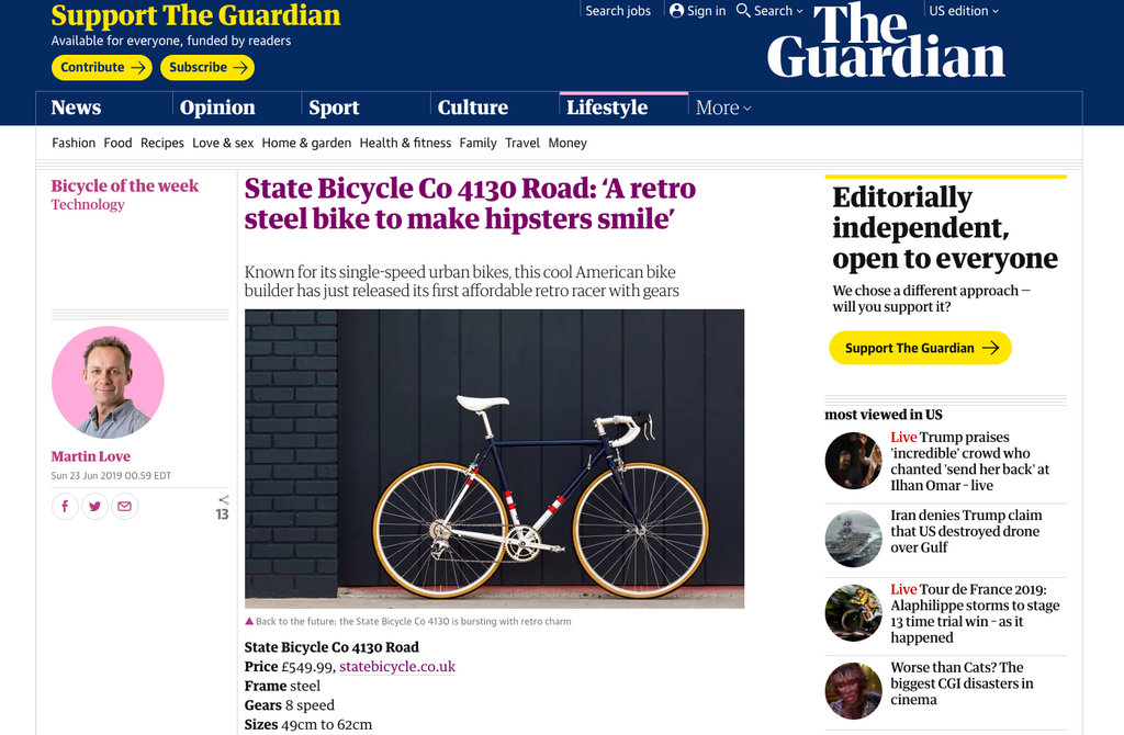 The Guardian | State Bicycle Co 4130 Road: ‘A retro steel bike to make hipsters smile’