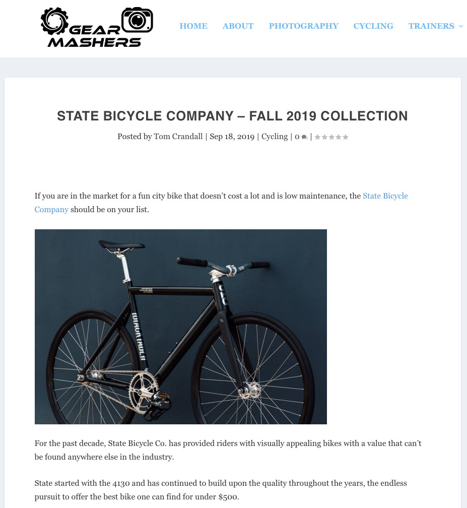 Gear Mashers | STATE BICYCLE COMPANY – FALL 2019 COLLECTION