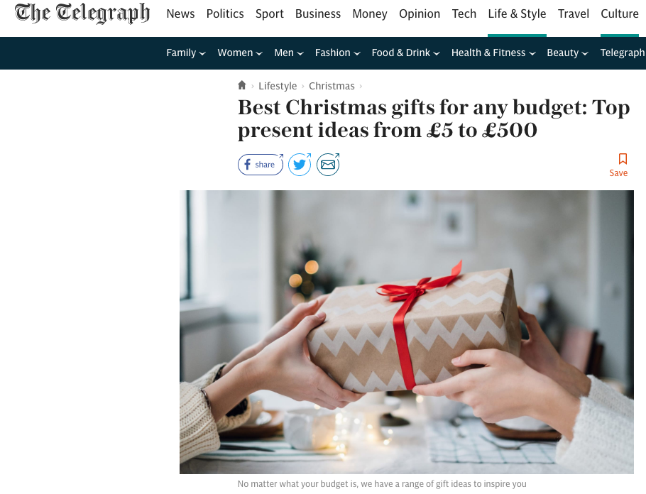 The Telegraph | Best Christmas gifts for any budget: Top present ideas from £5 to £500