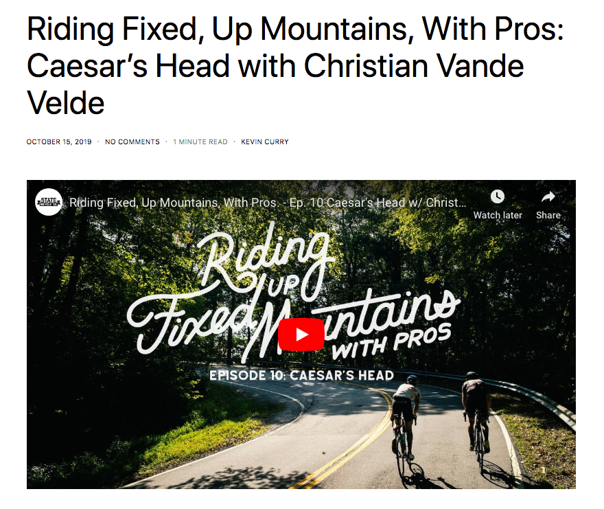 Gear and Grit | Riding Fixed, Up Mountains, With Pros: Caesar’s Head with Christian Vande Velde