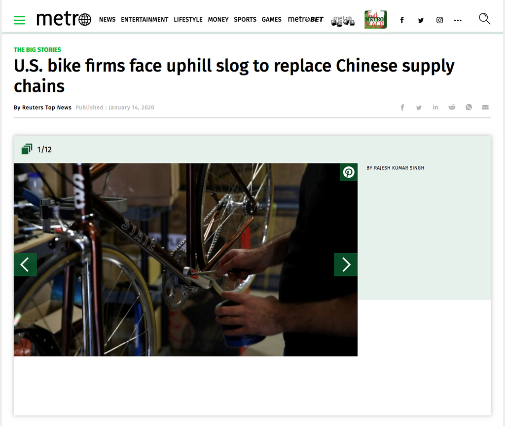 U.S. bike firms face uphill slog to replace Chinese supply chains