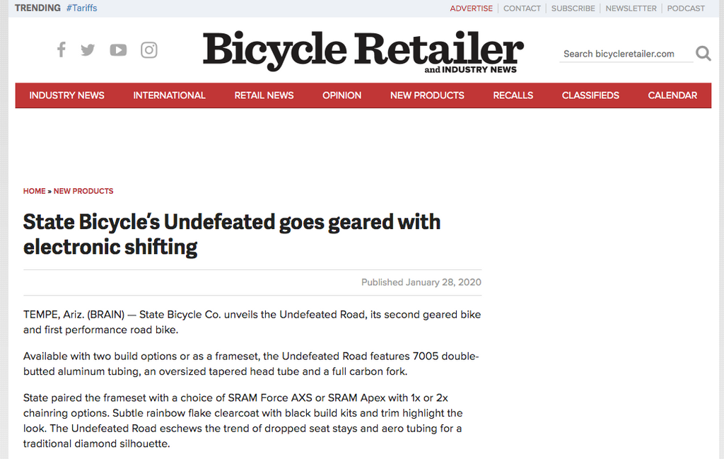 State Bicycle’s Undefeated goes geared with electronic shifting